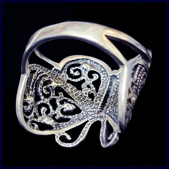 Sterling Silver 925 Filigree Butterfly Ring with CZ Accents Size 7 NV Maker Mark - Picture 5 of 9
